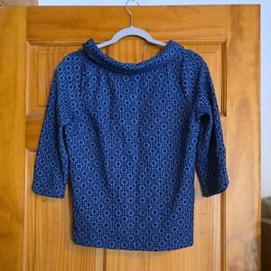Blue Patterned Long Sleeve Top